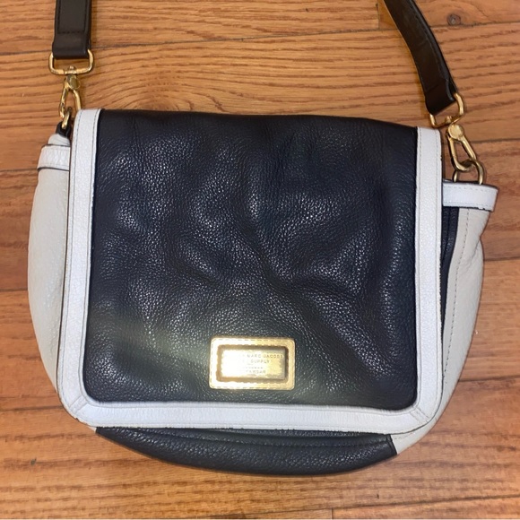 Marc by Marc Jacob’s Leather crossbody handbag Purse Preowned black & white - Picture 2 of 14